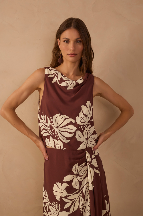 Brown Bela Flor Wrap Maxi Skirt