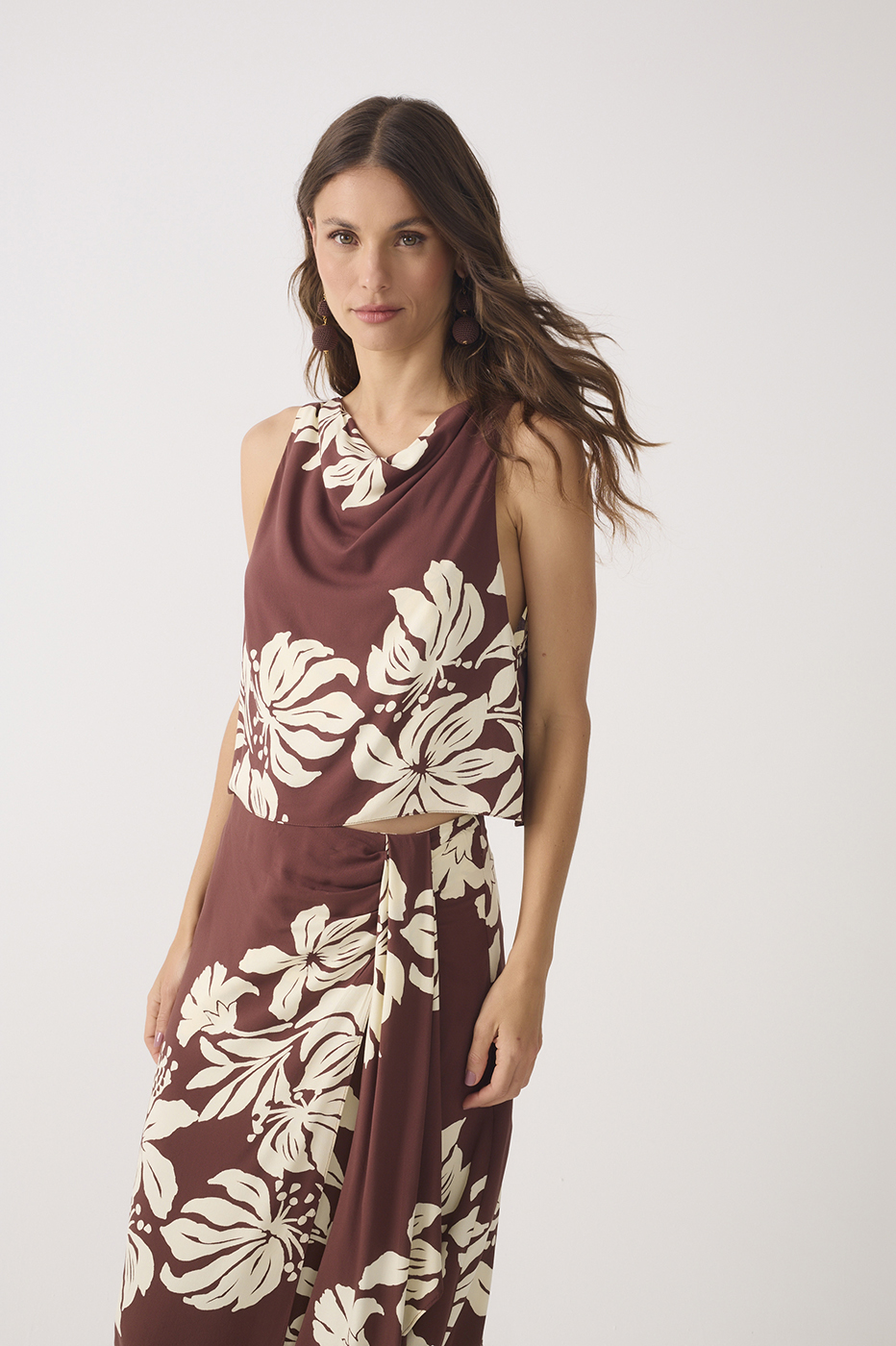 Brown Bela Flor Wrap Maxi Skirt