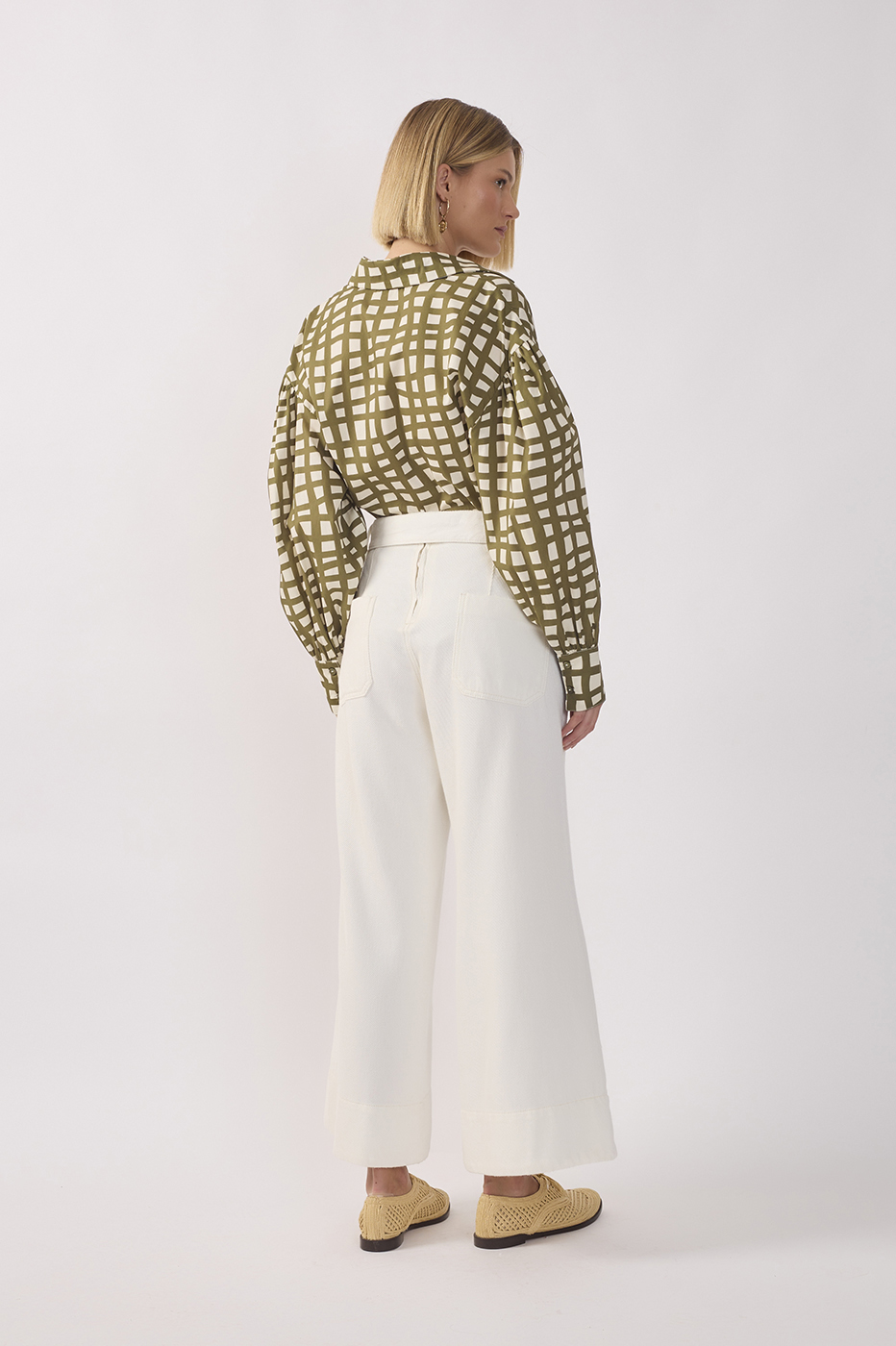 Off-White Belt Wide-Leg Twill Pants