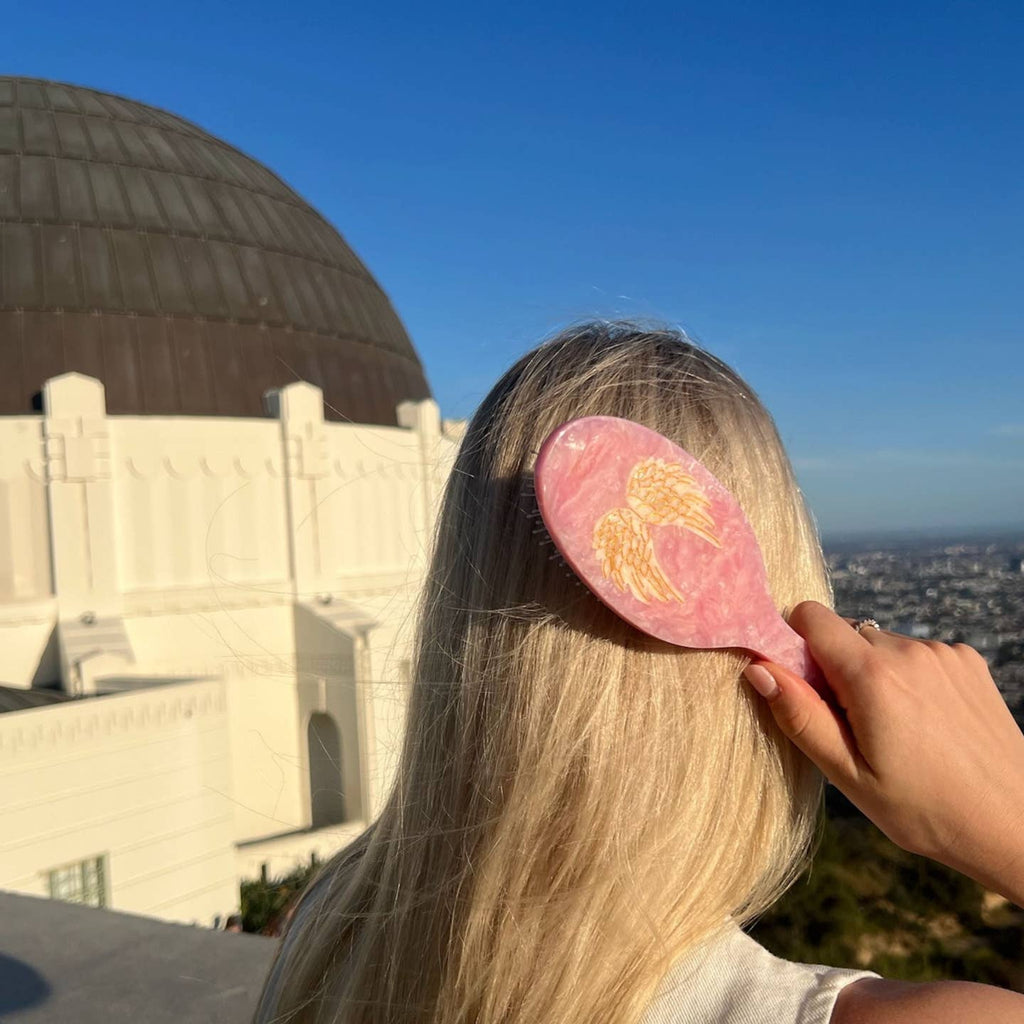 Hand-Painted Angel Wings Great Hair Day Brush | Eco-Friendly
