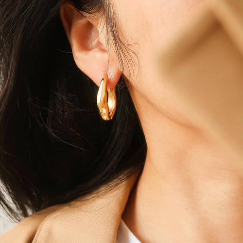 Asymmetric Gold Hoop Earrings