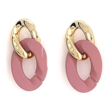 Gold and Pink Rubber Coated Earrings