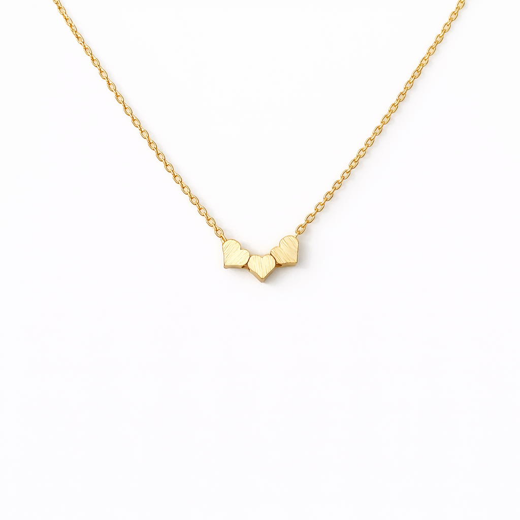 Dainty Three Heart Pendant Necklace