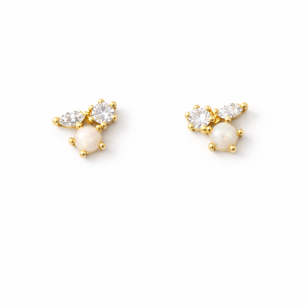 Triple Rhinestone Stud Earring