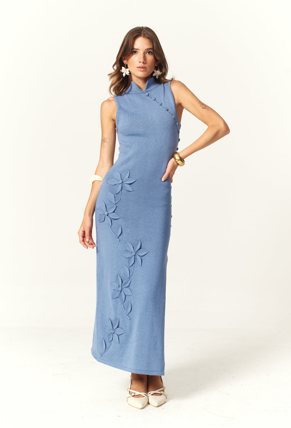 Eva steel blue dress
