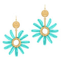 Turquoise and Gold Flower Earrings