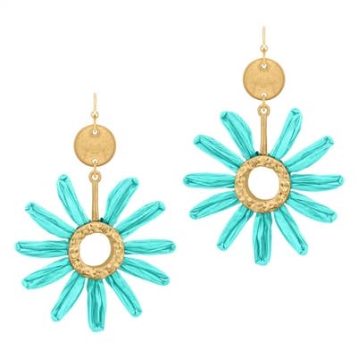 Turquoise and Gold Flower Earrings