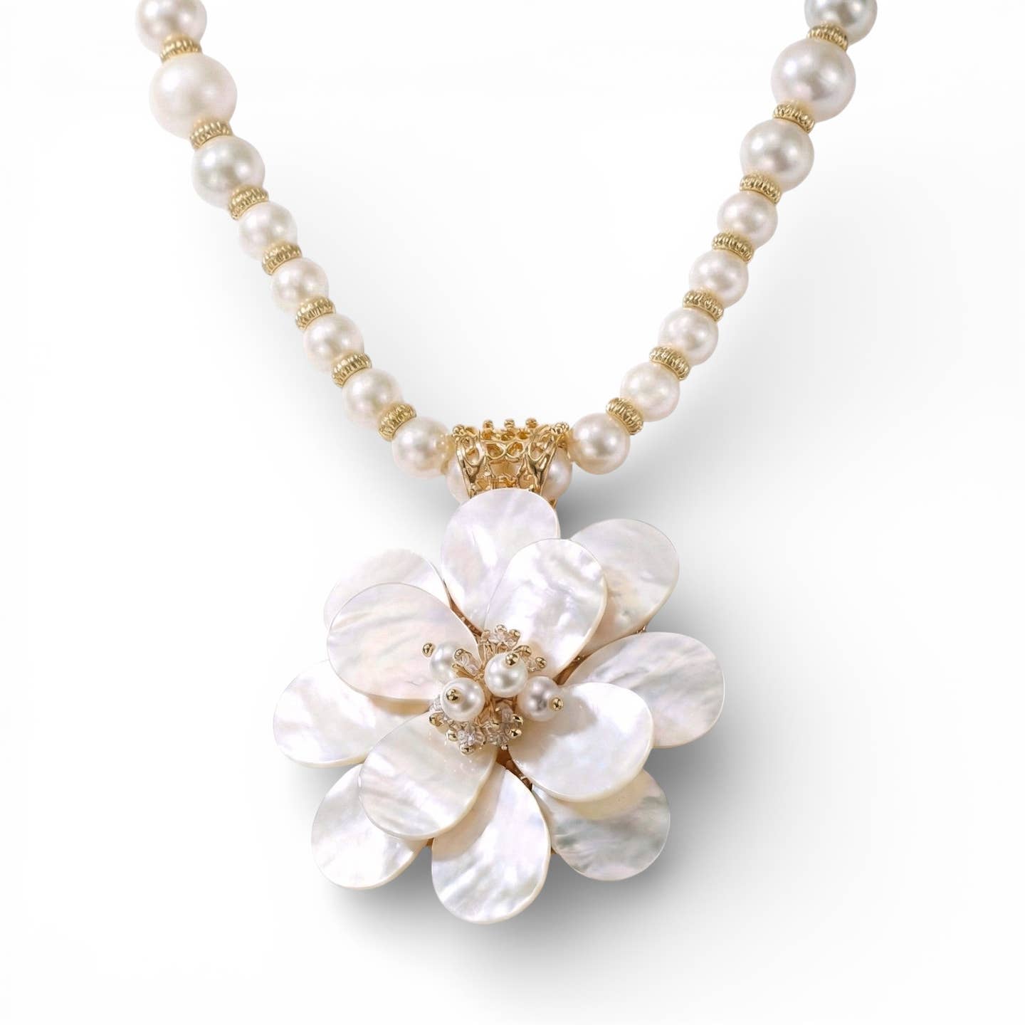 Mother of Pearl Flower Necklace