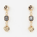 Gold Coin with Black Diamond Crystal Drop