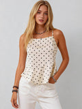 Polka Dot Back Tie Silk Top