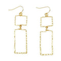 Gold Textured Open Rectangle Earrings